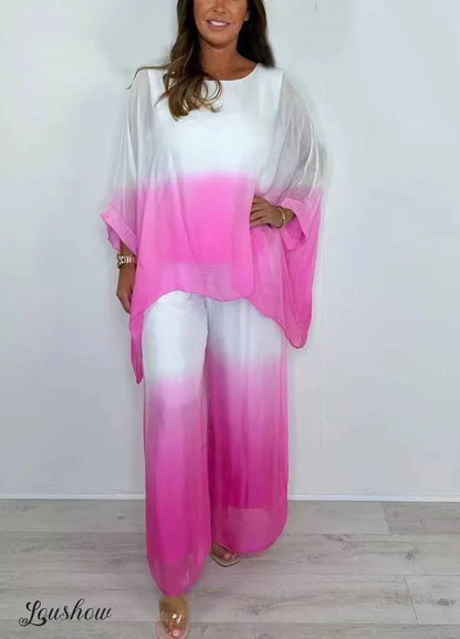 Dip Dye Mesh Loose Two-Piece Set