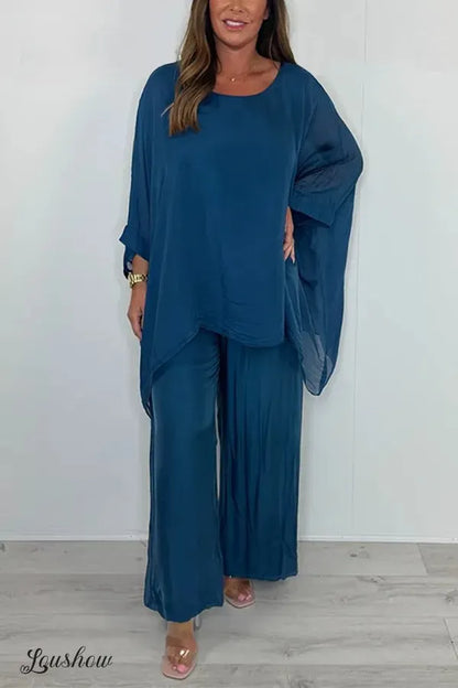 Dip Dye Mesh Loose Two-Piece Set