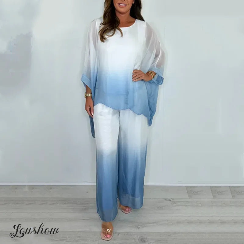 Dip Dye Mesh Loose Two-Piece Set