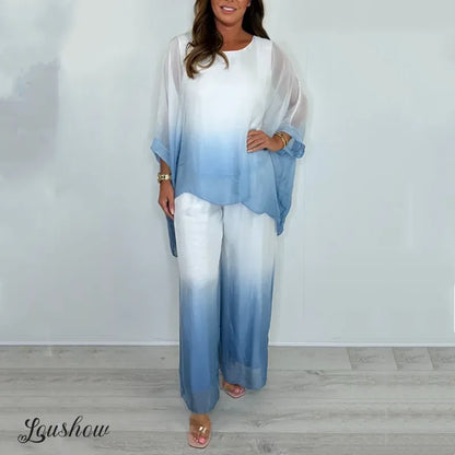 Dip Dye Mesh Loose Two-Piece Set
