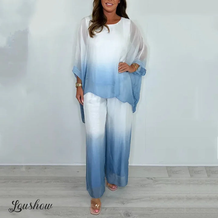 Dip Dye Mesh Loose Two-Piece Set