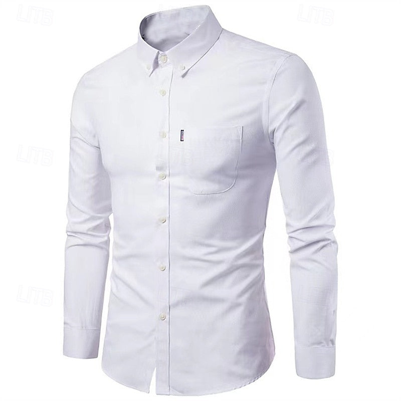 Men's Casual Button-Down Shirt with Chest Pocket