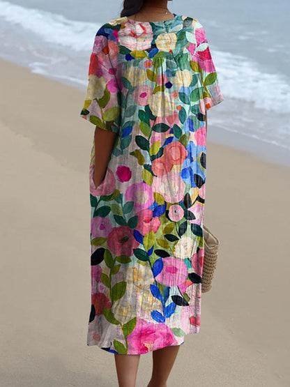 Retro Garden Floral Dress