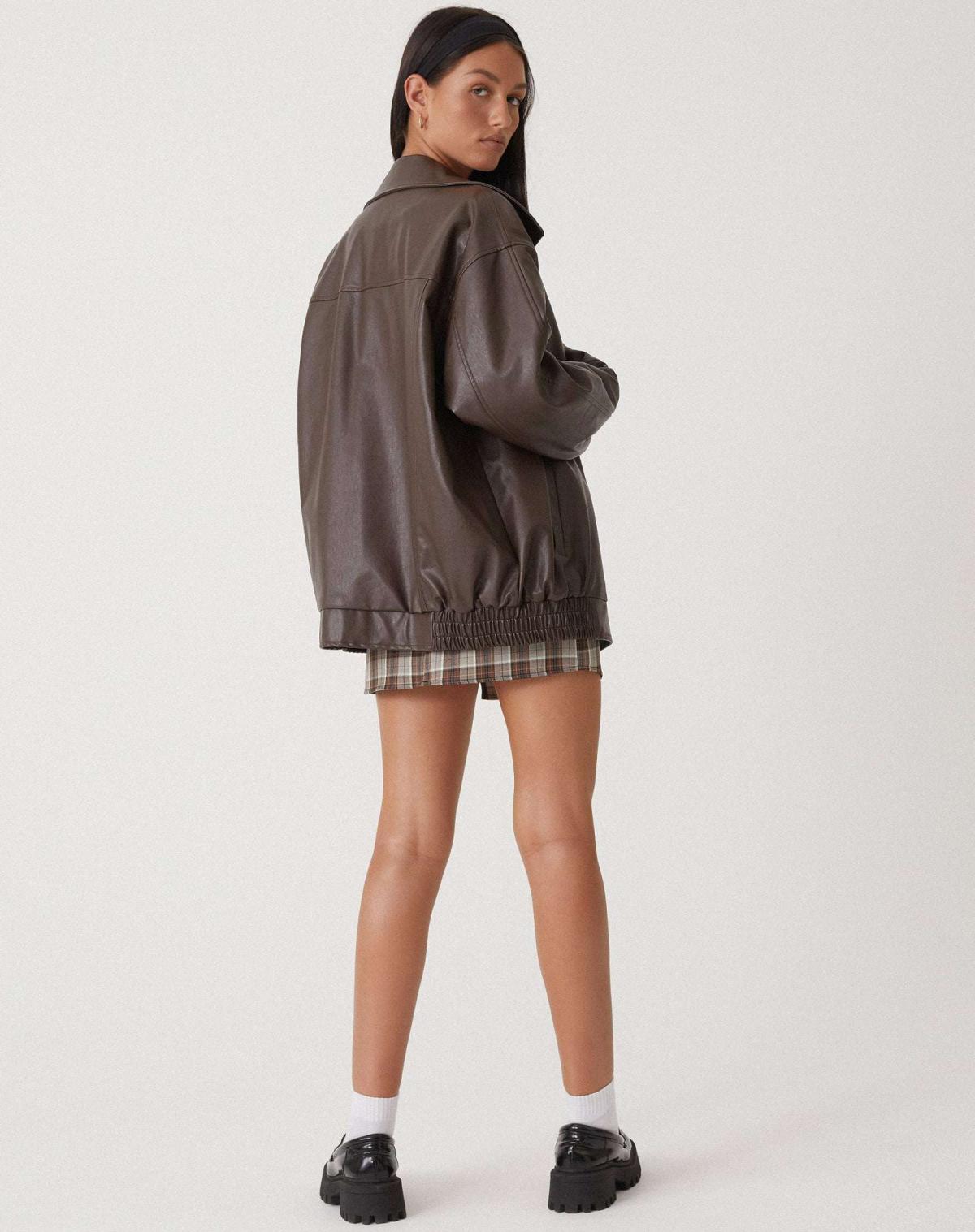Chaqueta bómber de cuero oversize para mujer