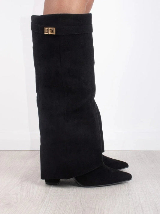 Women's Winter Zip-Up Slouchy High Heel Boots