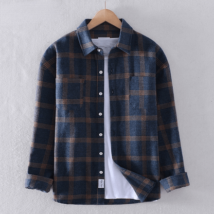 Camisa casual a cuadros con botones para hombre