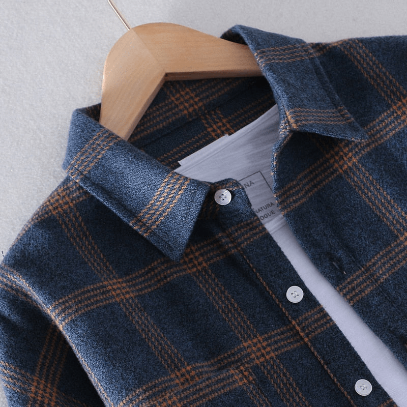 Camisa casual a cuadros con botones para hombre