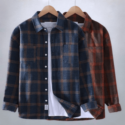Camisa casual a cuadros con botones para hombre