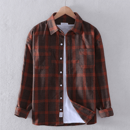 Camisa casual a cuadros con botones para hombre