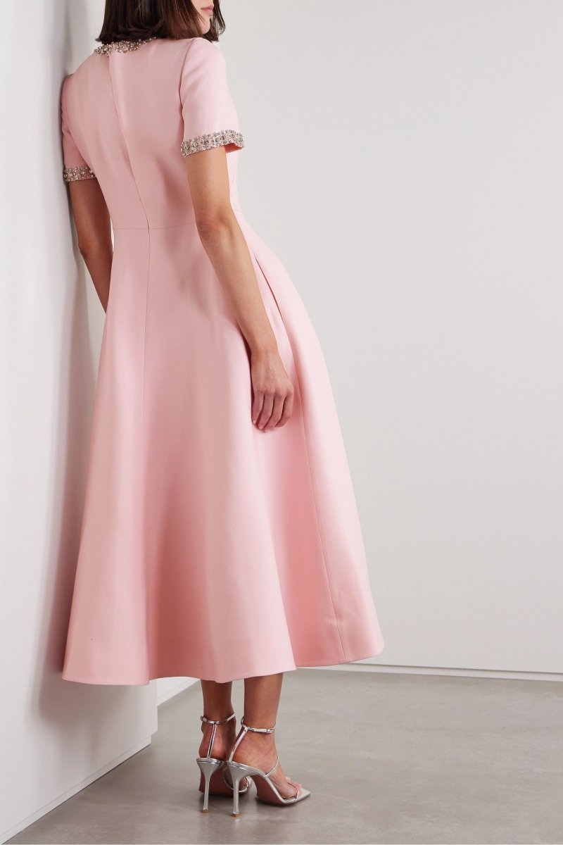 Bow with Crystal Embellished Midi Dress
